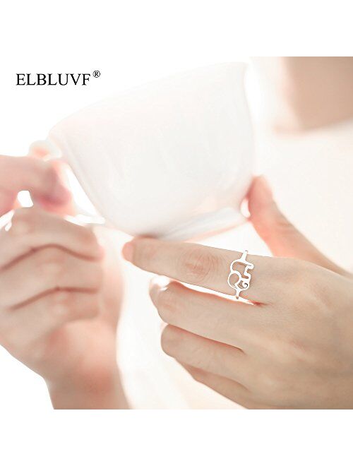 ELBLUVF 925 Sterling Silver Elephant Animal Lucky Ring Jewelry Bridesmaid Gift Favor