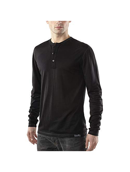 Everyday Weight Woolly Clothing Men's Merino Wool Long Sleeve Henley Wicking Breathable Anti-Odor 