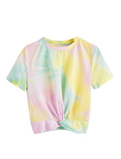 SweatyRocks Women's Twist Front Cut Out Short Sleeve Crop Top T-Shirt