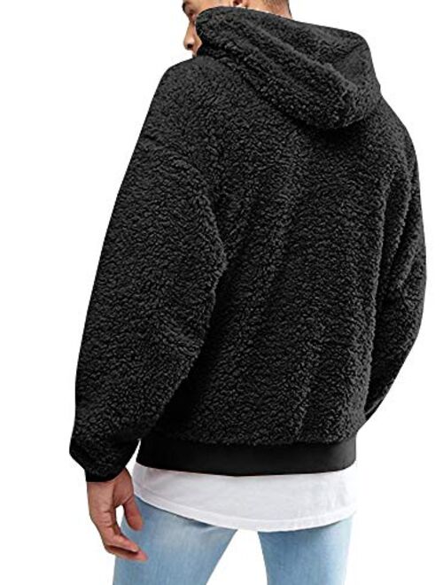Bbalizko Mens Casual Sherpa Fleece Fluffy Men's Hoodies Sweatshirts Fuzzy Long Sleeve Winter Pullover Outerwears