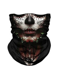 Motorcycle Face Mask Sun Dust Wind Protection Durable Tube Mask Seamless Skeleton Face Mask for Men Women