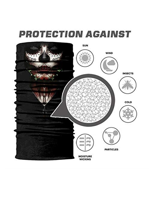 Motorcycle Face Mask Sun Dust Wind Protection Durable Tube Mask Seamless Skeleton Face Mask for Men Women