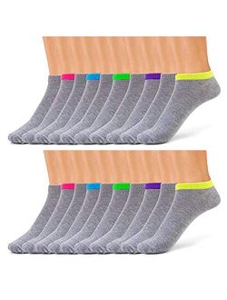 20 Pairs Womens Patterned Low Cut No Show Ankle Socks, Fun Colors for Summer Thin Multi Pack by ComfortnFashion