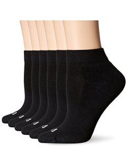 PEDS Women's Coolmax Quarter Sock with Massaging Bar Cushion 6 Pairs, Black