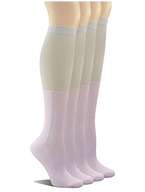 Yomandamor Women's 4 Pairs Bamboo Non-binding Knee-Hi Boot Socks with Seamless Toe