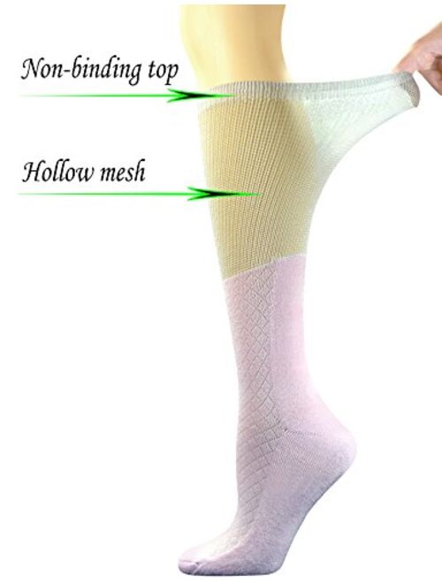 Yomandamor Women's 4 Pairs Bamboo Non-binding Knee-Hi Boot Socks with Seamless Toe