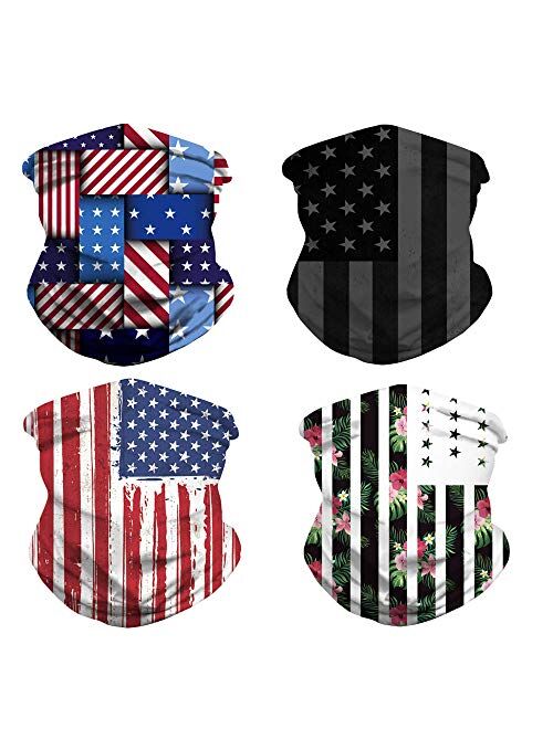 4pcs Cooling Neck Gaiter/US Flag Gaiters/Mission Cooling Gaiter/Face Cover for Outdoors, Festivals, Sports Unisex