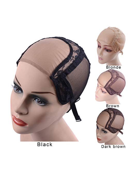 4X4 U Part Swiss Lace Wig Cap for Making Wigs with Adjustable Straps on the Back Glueless Hairnets