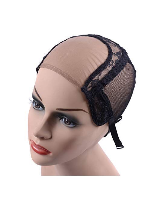 4X4 U Part Swiss Lace Wig Cap for Making Wigs with Adjustable Straps on the Back Glueless Hairnets