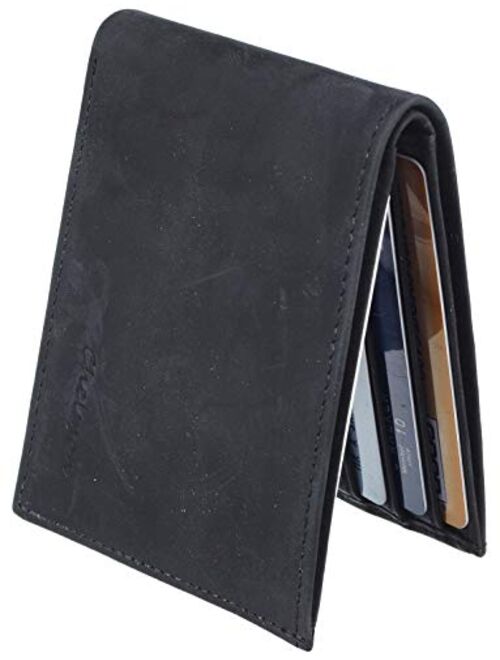 Chelmon Ultimate Slim Mini Wallet Front Pocket Minimalist Wallet Bifold Genuine Leather RFID Blocking