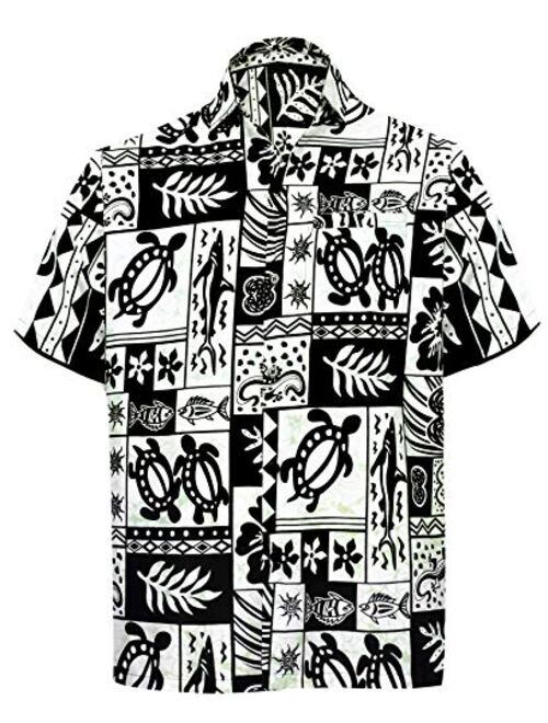 LA LEELA Men's Loose Casual Short Sleeve Aloha Hawaiian Shirt