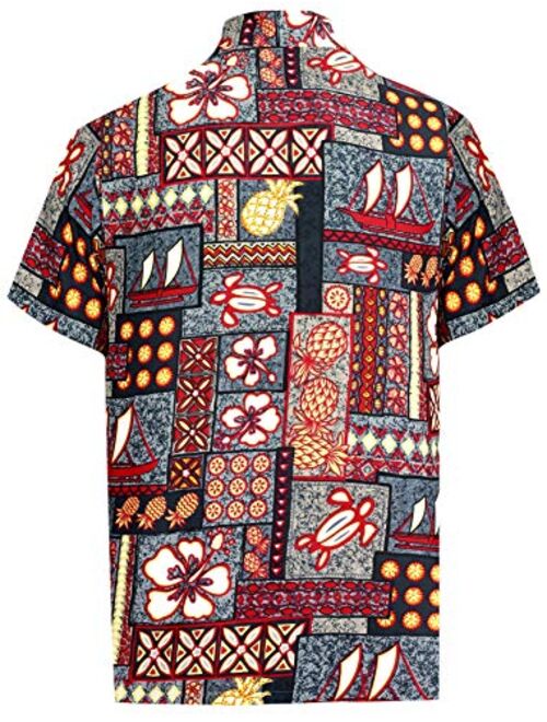 LA LEELA Men's Regular Fit Hawaiian Shirt Premium Casual Dress Shirt Printed B
