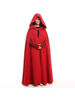 GRACEART Women's Hoodie Woolen Cape Cloak Long Red