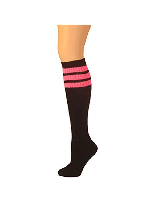 AJs Classic Triple Stripes Retro Knee High Tube Socks Made in USA Sock size 11-13 Shoe Size 5 and up 