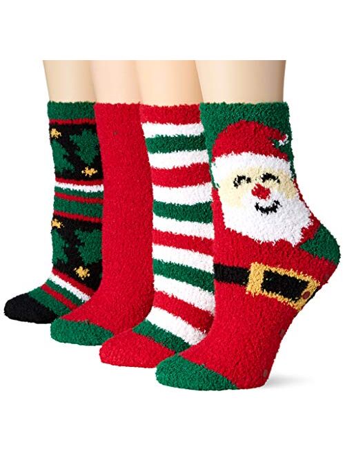 Amazon Essentials Women's 4-Pack Fuzzy Socks