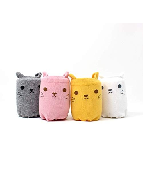 LIVEBEAR Womens 4/5/8/10 Pairs Cute Funny Animal Novelty Casual Cotton Crew Socks (Made In Korea)