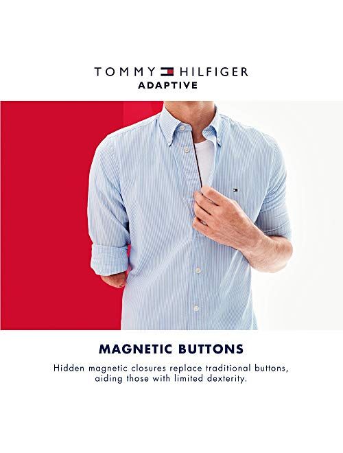 Tommy Hilfiger Men's Adaptive T Shirt with Magnetic-Buttons at Shoulders