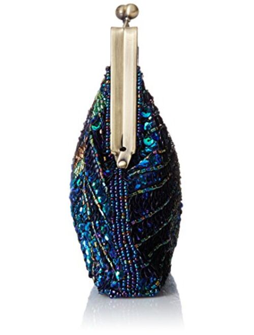 MG Collection Nisha Beaded Sequin Peacock Clutch