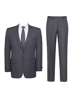 Pio Lorenzo Mens 2-Piece Suit Slim Fit Formal Single Breasted 2 Buttons Blazer Dress Elegant Jacket & Pant
