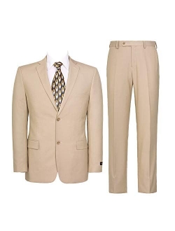 Pio Lorenzo Mens 2-Piece Classic Fit Solid Color Single Breasted 2 Buttons Suit 