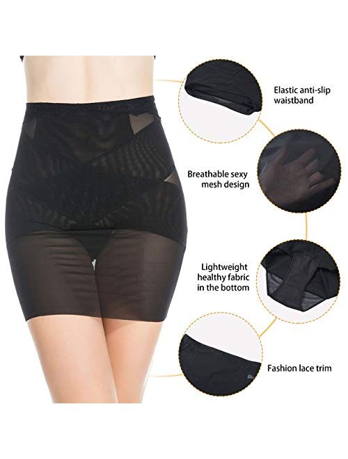 JPGO Shapewear Slip for Women, High Waist Tummy Control Seamless Body Shaper Skirt Half Slips for Womens Under Dress