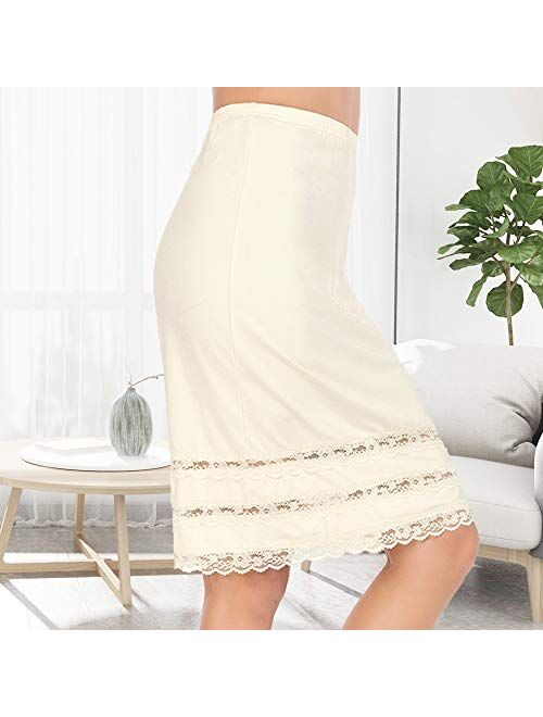MANCYFIT Half Slip for Women Under Dresses Full Length Long Under Skirt with Lace 36