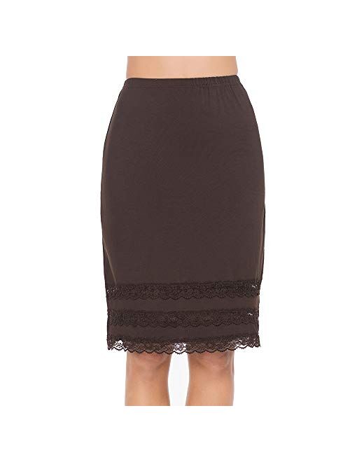 Half Slips for Women Underskirt Dress Extender Lace Trim Knee Length Midi Skirt 19-26" Length