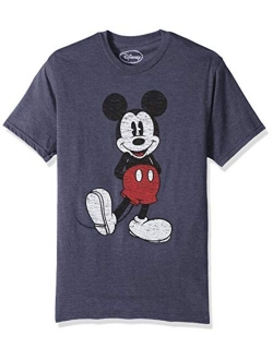 Men's Cotton Short Sleeve Crew Neck Full Size Mickey Mouse Distressed Look Tie dye T-Shirt