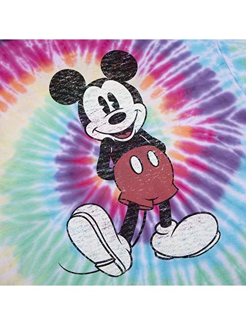 Disney Men's Cotton Short Sleeve Crew Neck Full Size Mickey Mouse Distressed Look Tie dye T-Shirt