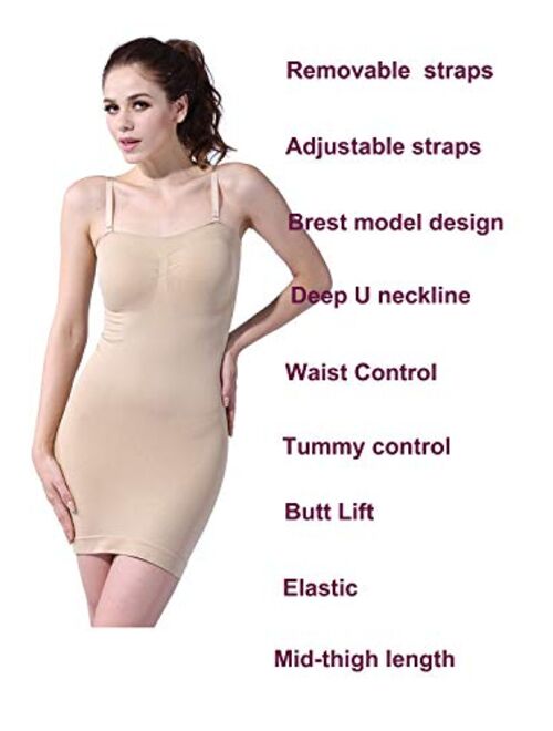Franato Women's Seamless Body Shaper Slimming Tube Dress Shapewear Slips