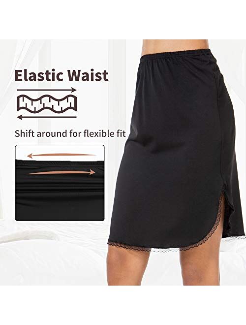 MANCYFIT Half Slips for Women Underskirt Short Mini Skirt with Floral Lace Trim