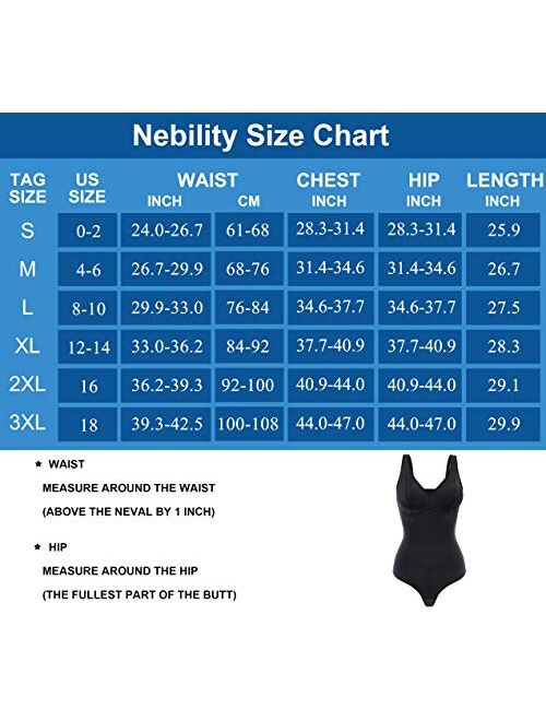 Nebility Women Waist Trainer Shapewear Slim Body Shaper Sexy Deep V Neck Thong Bodysuit Tummy Control Jumpsuit Tops