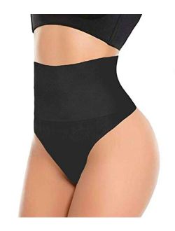 ShaperQueen 103 Thong - Womens Basic Every-Day High-Waist Shapewear Trainer Tummy Control Thong Panty Underwear