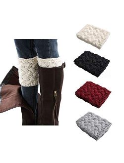 Jiuhong 3 Pairs Women Winter Warm Crochet Knitted Boot Cuff Sock Short Leg Warmer