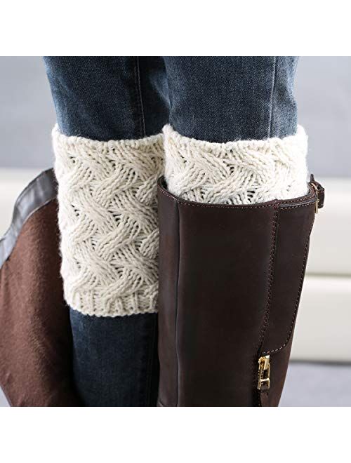 Jiuhong 3 Pairs Women Winter Warm Crochet Knitted Boot Cuff Sock Short Leg Warmer