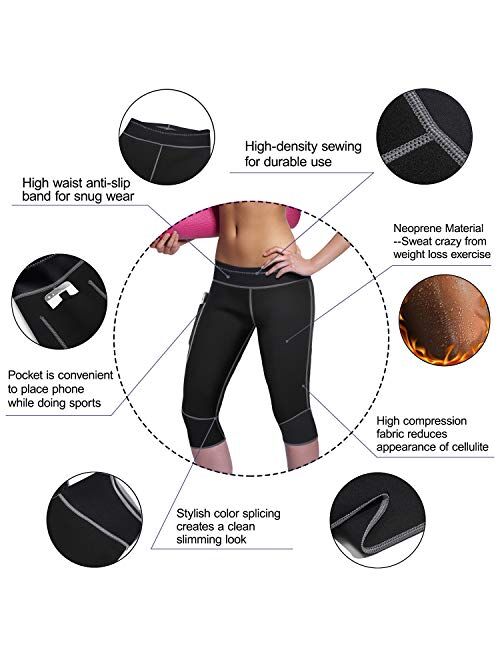Sauna HOT Weight Loss Sweat Workout Pants Capris Slimming Cellulite PHONE POCKET 