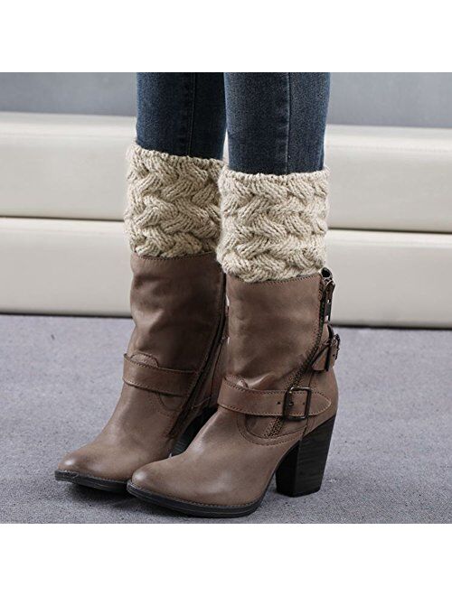 Loritta 2 Pairs Womens Boot Cuffs Winter Short Cable Knit Leg Warmers Boot Socks Gifts