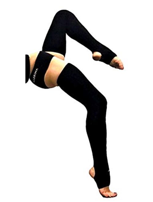 High Thigh Leg Warmers for Women. Warm Up High Socks- Yoga, Pole Dance. Non-Slip Black
