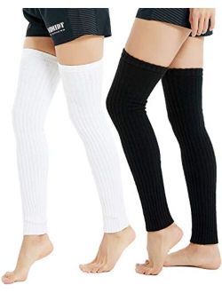 Leotruny Women's Winter Over Knee High Footless Socks Knit Leg Warmers 