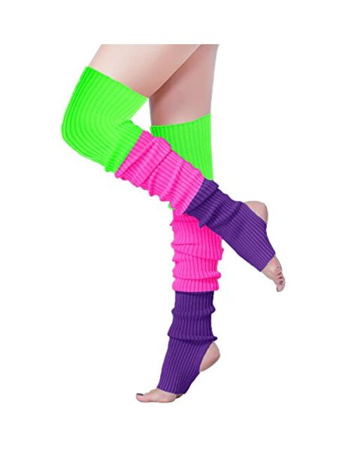 V28 Women’s Neon Knit Leg Warmer for 80s Party Dance Sports Yoga, 