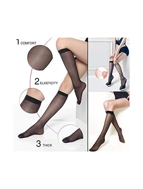 Endingshop 10 Pairs Sheer Knee High Stockings Compression Pantyhose for Women