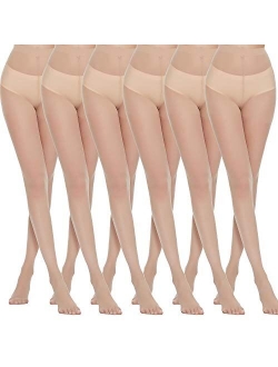 MANZI 6 Pairs Pantyhose for Women 20 Denier High Waist Sheer Tights