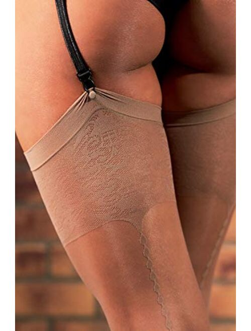 MILA MARUTTI Thigh High Opaque Lace Top Silicone Stockings Nylons 40 Denier Womens Pantyhose 