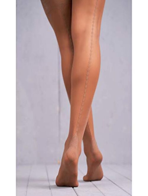 MILA MARUTTI Thigh High Stockings Pantyhose for Garter Belt Back Seamed Nylons