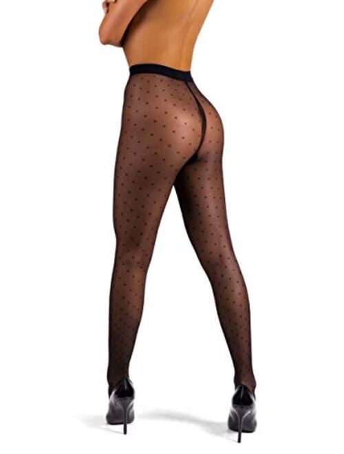 sofsy Polka-Dot Patterned Tights for Women - Semi Sheer Pantyhose | 20 Den [Made in Italy]