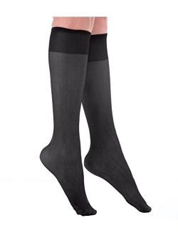 Women's Plus Size Queen Sheer Support Knee High Stockings 3-Pack