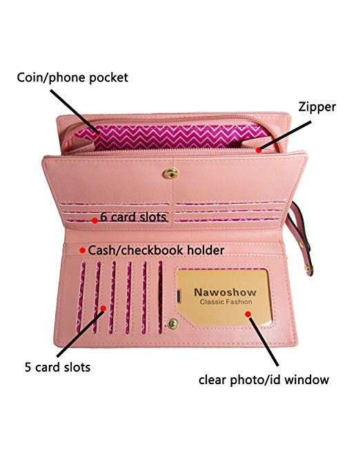 Nawoshow Women Cute Cat Wallet Coin Purse Bifold Wallet Clutch Bag