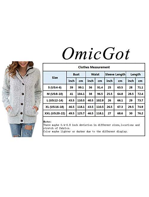 OmicGot Women's Hooded Knit Button Cable Cardigans Sweaters Coats with Pockets