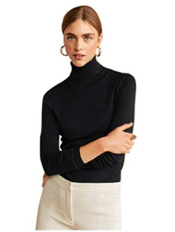 AKEWEI Turtleneck Women Long Sleeve Shirts Cable Knit Pullover Undershirt Thermal Top