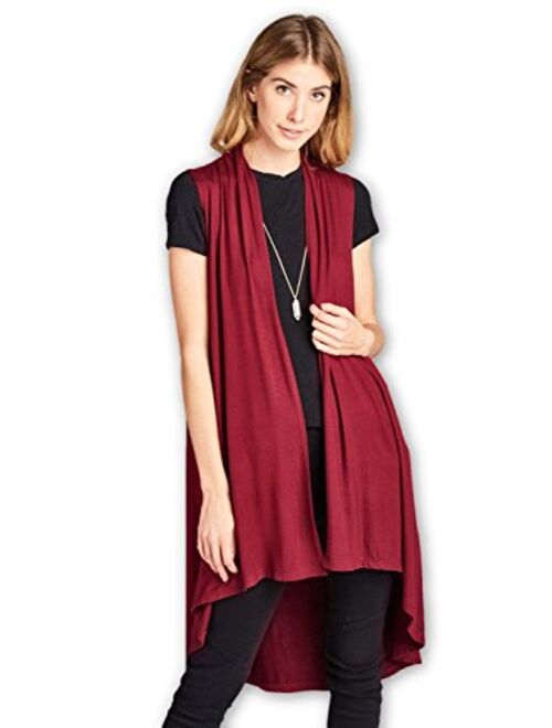 Women's Sleeveless Extra Soft Bamboo Layering Long Duster Cardigan Vest - Made in USA